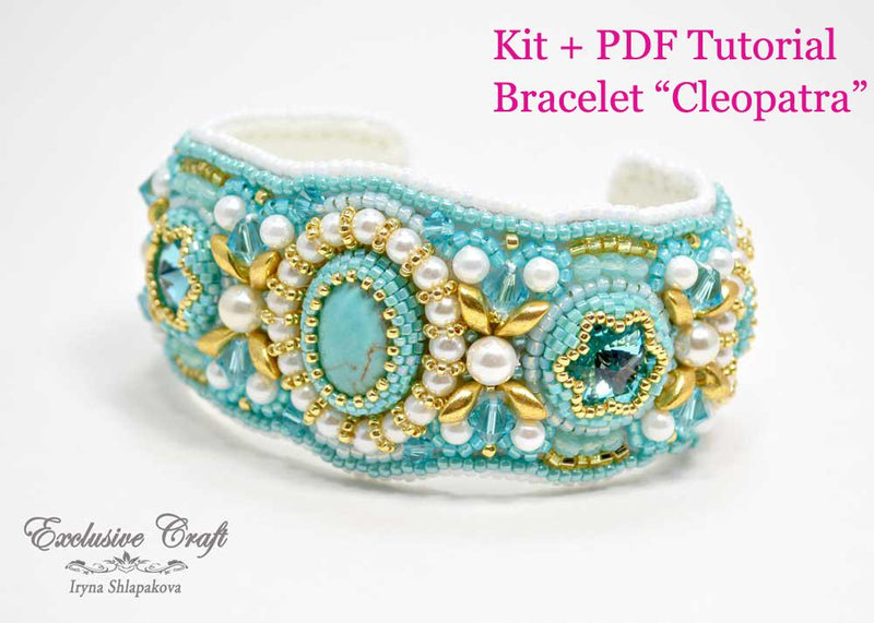 tutorial and kit for bead embroidered cuff bracelet for beginner 