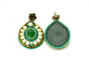 green bead embroidered earrings