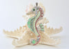 bead embroidery seahorse pendant silver green