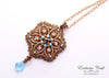 bead embroidered filigree wire bronze necklace