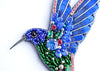 handmade bead embroidered green blue hummingbird necklace