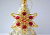 beaded christmas ornament red gold star