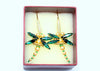 green emerald beaded Swarovski dragonfly earrings