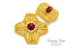 red gold beaded Swarovski  royal crown brooch pin