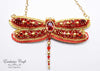 unique beaded red gold dragonfly Swarovski necklace