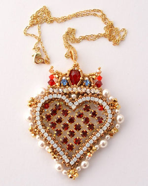 beaded red heart pendant