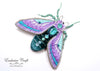 handmade teal purple beaded embroidery cicada brooch