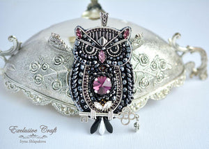 Zoom virtual beading class owl necklace