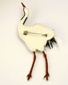 bead embroidered bird crane brooch handmade