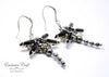 handmade beaded black swarovski dragonfly earrings