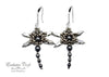 black goth beaded dragonfly earrings