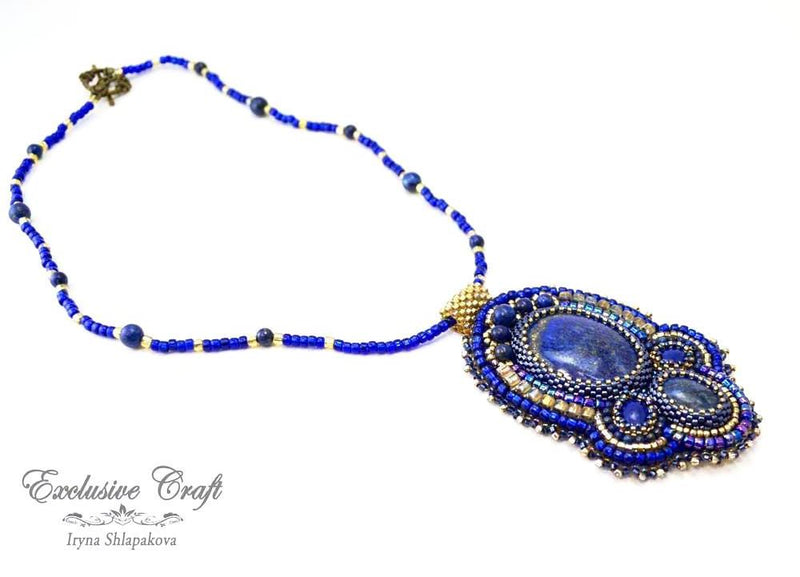 blue accessories handmade beaded pendant