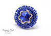 unique handmade beaded ring blue