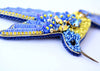 bead embroidered ukrainian colors blue yellow hummingbird jewelry