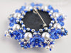 beaded blue crystal pin