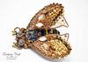 handcrafted beaded cicada brooch with Swarovski, wire purl, sequince