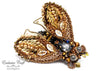 handmade beaded bronze Cicada swarovski brooch