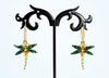 green emerald beaded Swarovski dragonfly earrings