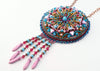 bead embroidered filigree turquoise pink necklace Jasmine unique