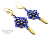 handmade blue gold beaded earrings with swarovski