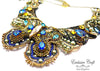 unique handmade beaded blue green gold swarovski necklace butterfly