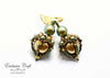 beaded earrings with swarovski bronze green