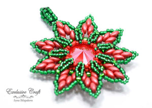 swarovski christmas ornament beaded red green