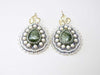 Green bead embroidered earrings