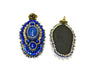 blue bead embroidered earrings