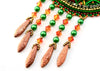 green orange bead embroidered dreamcatcher necklace