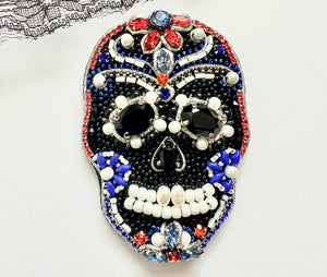 bead embroidery sugar skull black