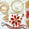 Crystal snowflake bead embroidery tutorial and kit Red gold