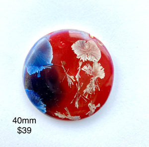 Red blue Ceramic cabochons for jewelry making