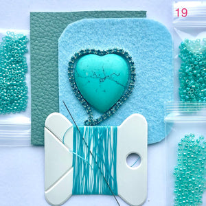 turquoise heart beading tutorial kit