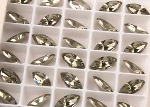 black diamond crystal navette in settings 4x8 mm