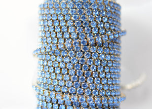 light sapphire rhinestone cup chain 2 mm 