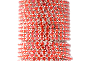 red rhinestone cup chain 2 mm 