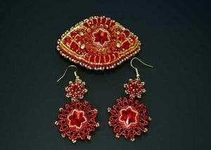 unique handmade beaded red earrings
