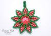 christmas ornament beaded red green puansetia