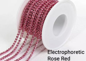 rose red rhinestone cup chain 2 mm 