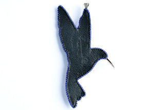 handmade bead embroidered green blue hummingbird necklace