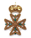 Maltese Cross swarovski bronze beaded brooch handmade