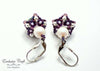 beaded earrings with swarovski purple white