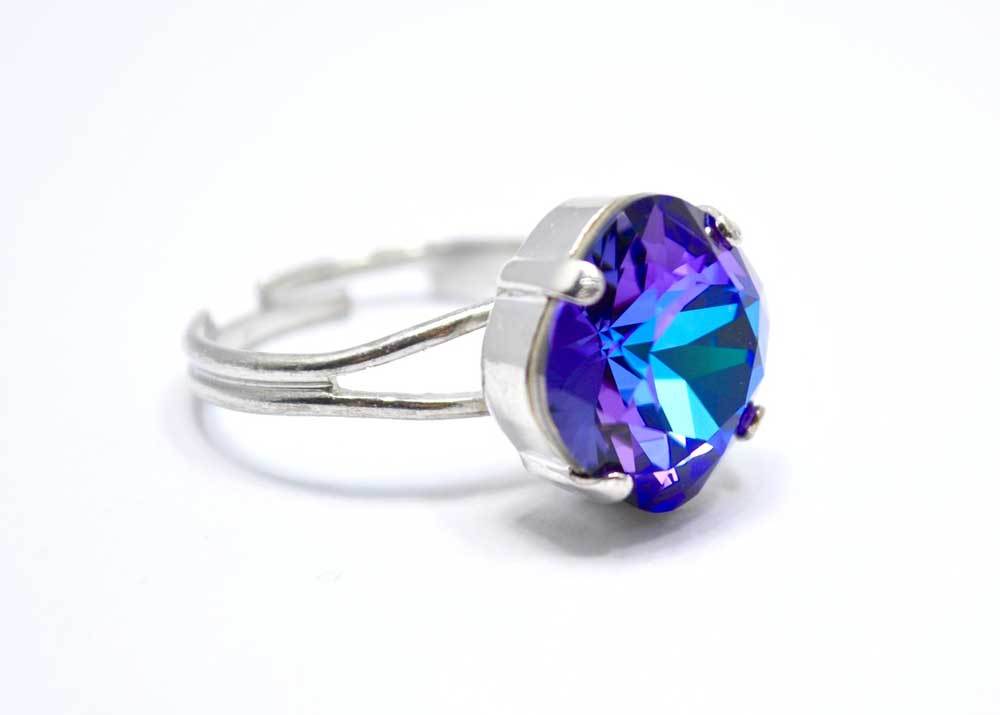 swarovski blue purple ring
