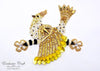 bead embroidered bird golden with Swarovski