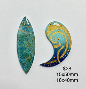 teal epoxy cabochons for jewelry making