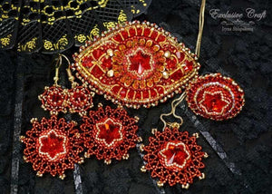 beaded red jewelry set