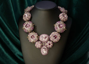 purple bead woven handmade lilac purple necklace