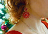 swarovski red beaded earrings
