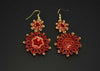 beaded red gold earrings handmade